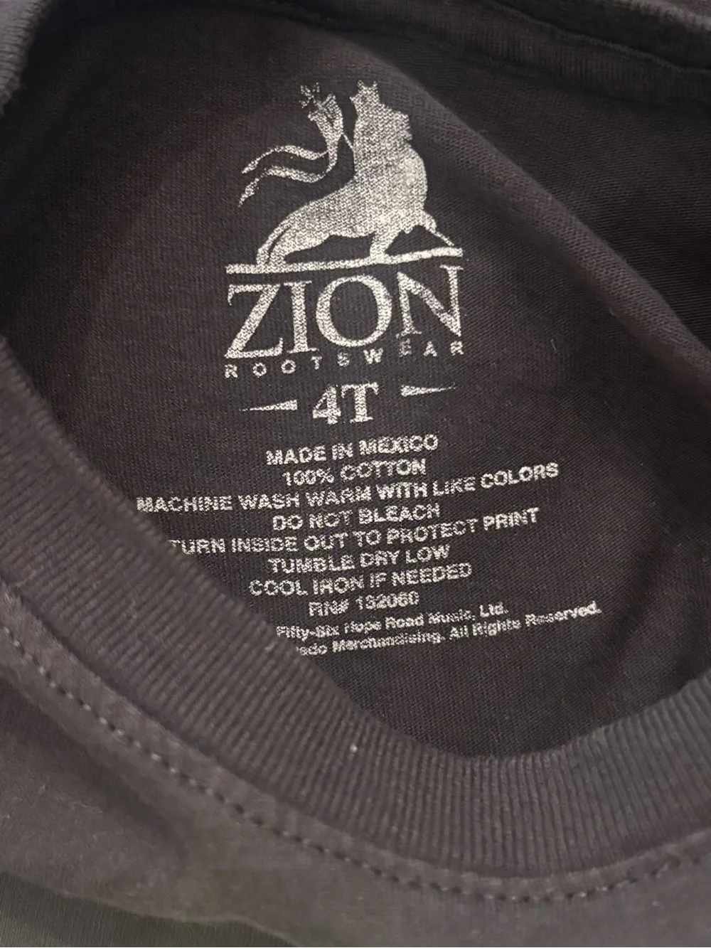 Bob Marley Black Kids Graphic Cotton Short Sleeve Tee - Roots Rock Reggae Sz 4T